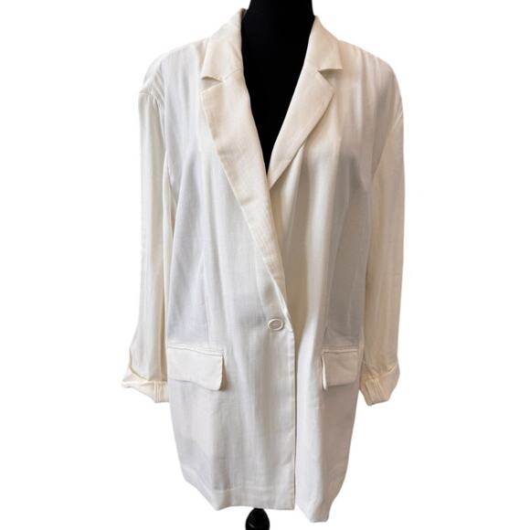 NEW OPEN EDIT NORDSTROM Women's Ivory Unstructured Blazer Size L - Picture 4 of 10
